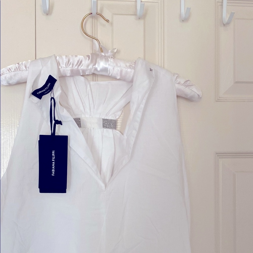 Fabiana Filippi Elegant White Halter Tunic length with Silver Accent size 10-12 - Picture 13 of 13